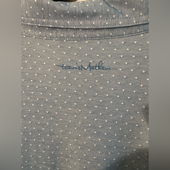 TRAVIS MATHEW XXXL Light Blue Polka Dot Golf Polo Pima Cotton Performance CLEAN - Picture 9 of 10